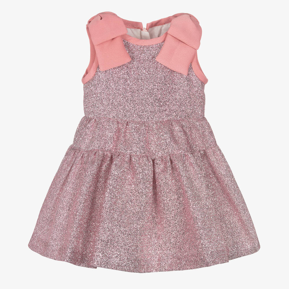 Hucklebones London Babies' Girls Metallic Pink Glitter Dress