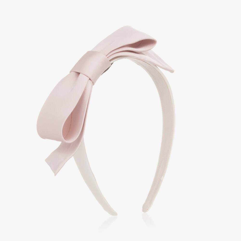 Hucklebones London - Girls Pink Bow Satin Hairband | Childrensalon