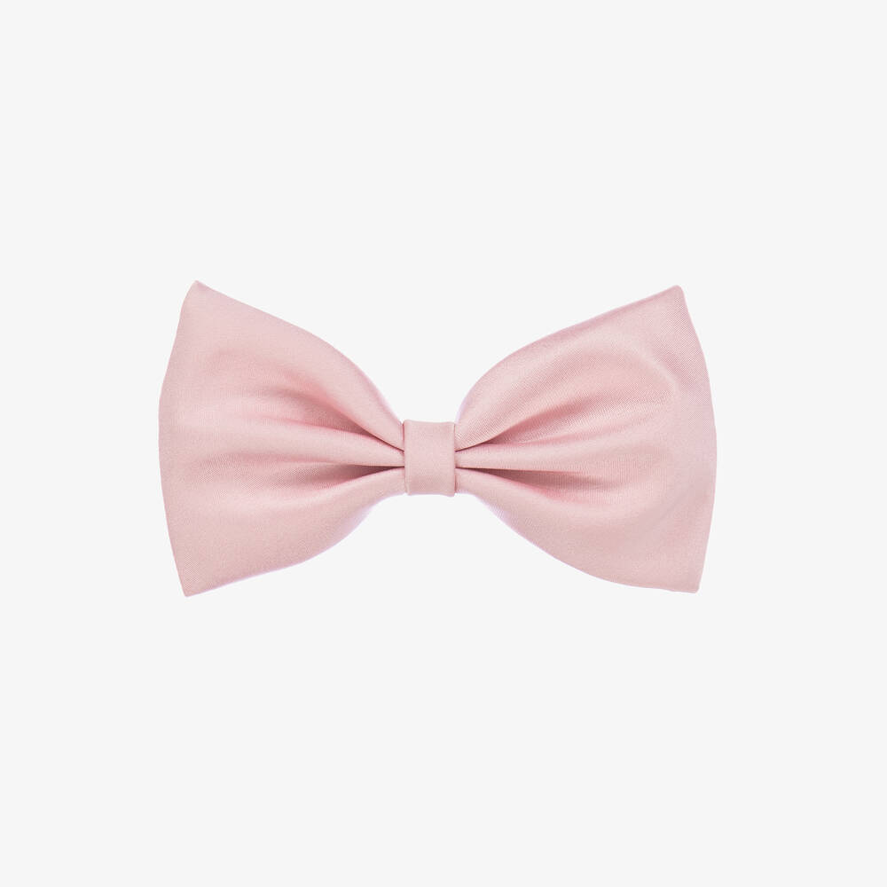 Hucklebones London - Girls Pink Satin Bow Hair Clip (12cm) | Childrensalon