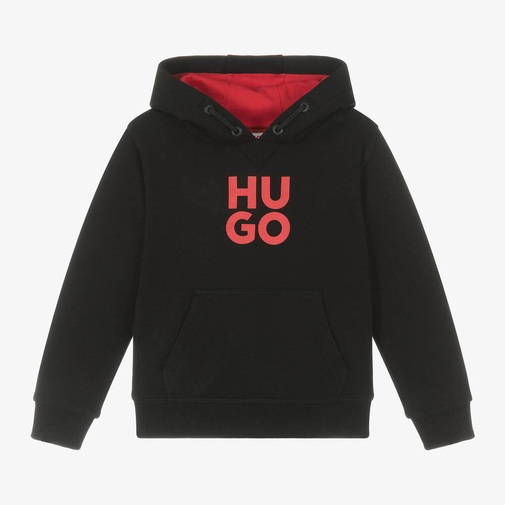 Shop Hugo Boys Black Organic Cotton Hoodie