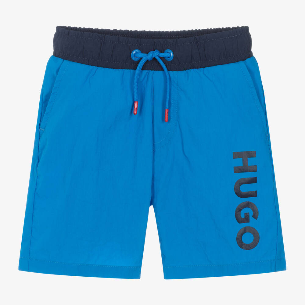 HUGO - Boys Blue Swim Shorts | Childrensalon