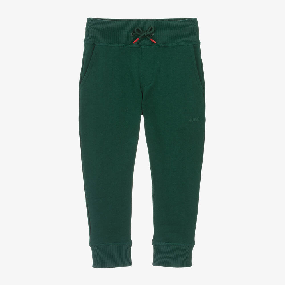 HUGO - Boys Green Cotton Joggers | Childrensalon