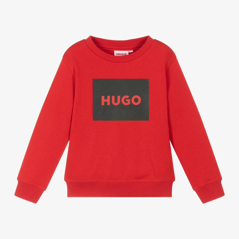 HUGO - Boys Red Cotton Sweatshirt | Childrensalon