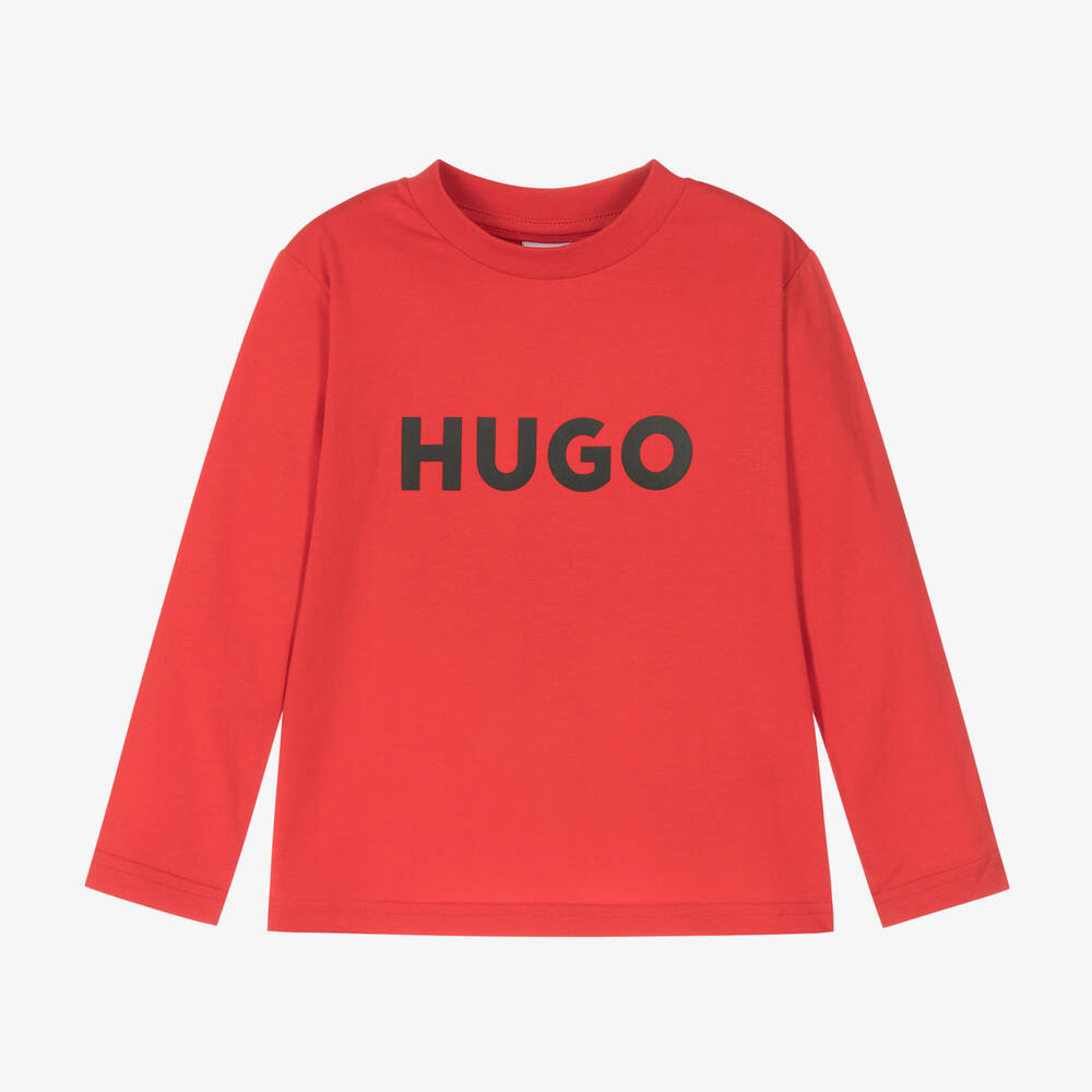 HUGO - Boys Red Organic Cotton Top | Childrensalon