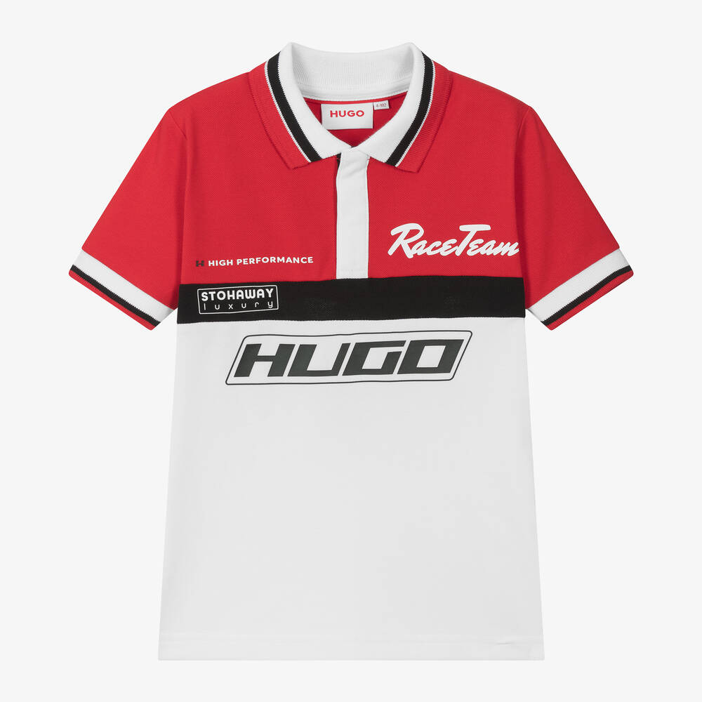 HUGO - Boys Red Racing Polo Shirt | Childrensalon