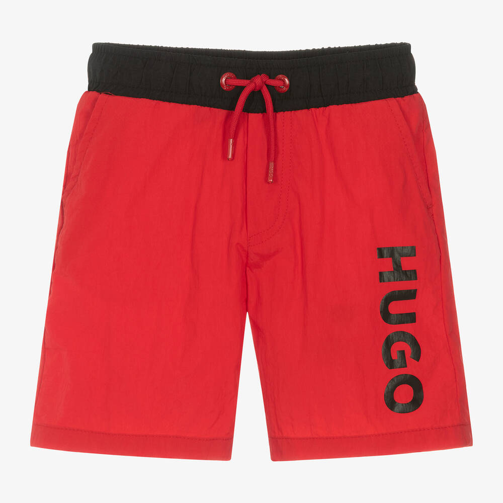 Shop Hugo Boys Red Swim Shorts