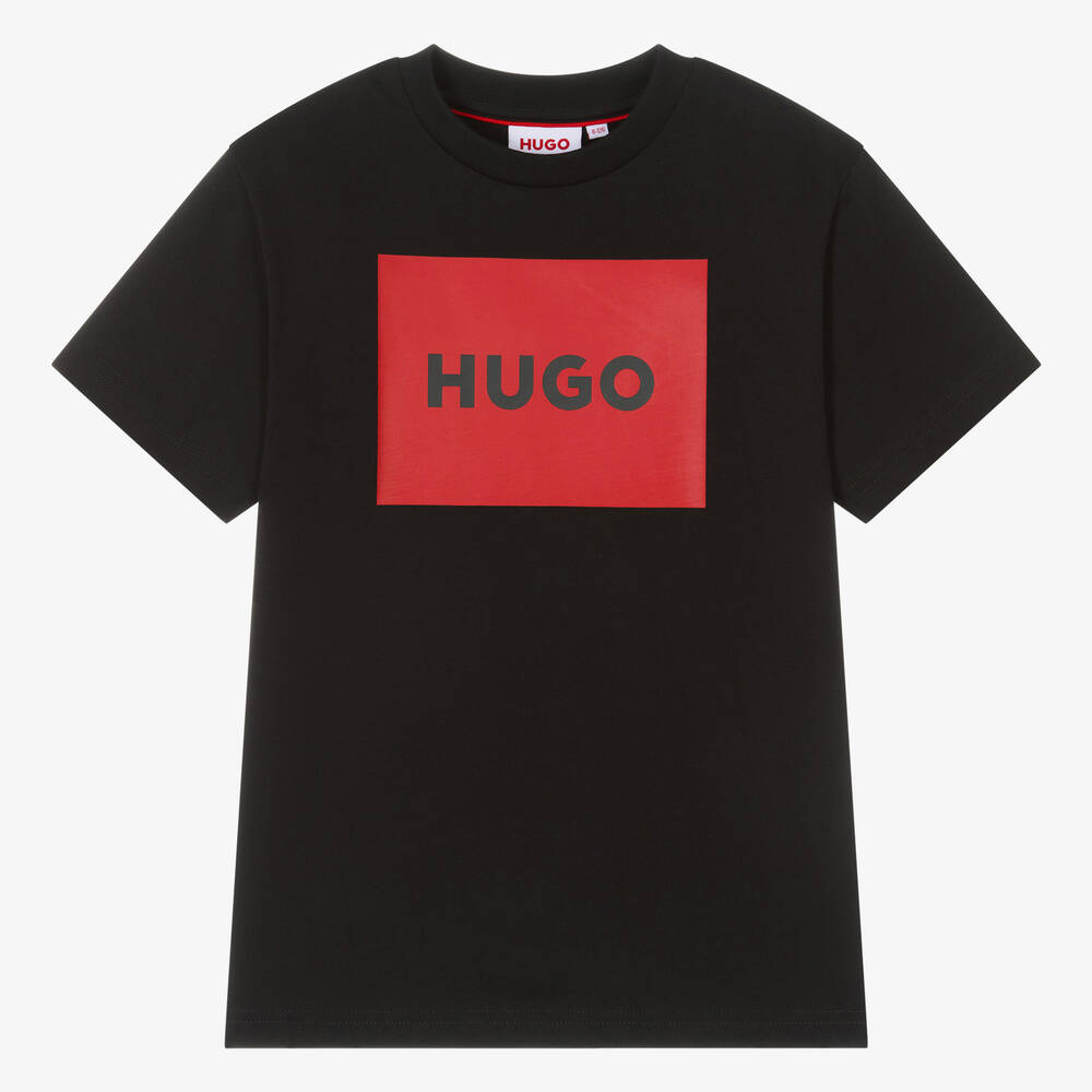 HUGO - تيشيرت قطن عضوي لون أسود للمراهقين | Childrensalon