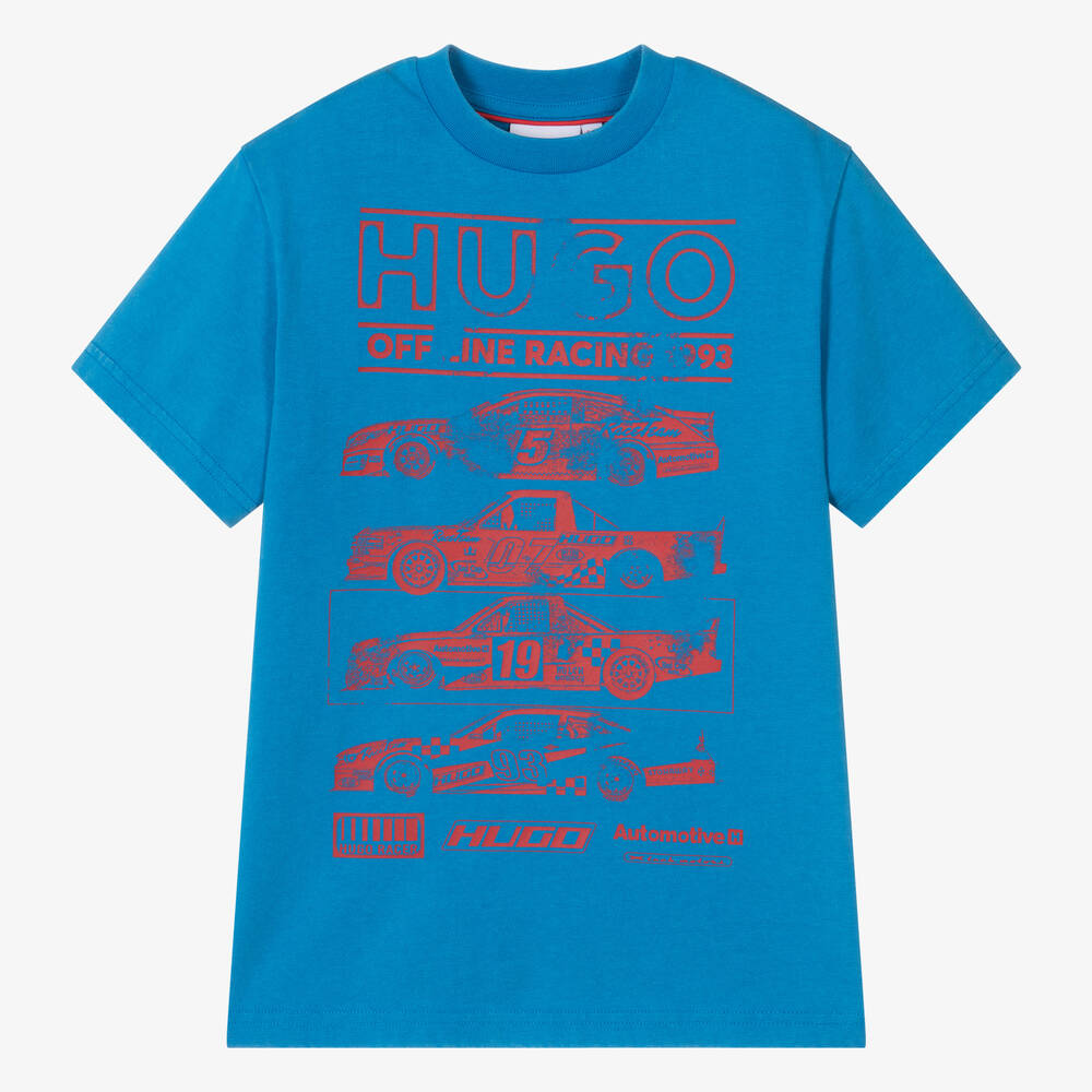 HUGO - Teen Boys Blue Racing T-Shirt | Childrensalon