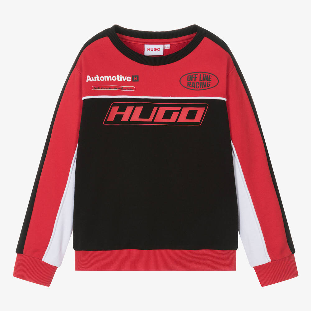Shop Hugo Teen Boys Red Cotton Racing Sweatshirt