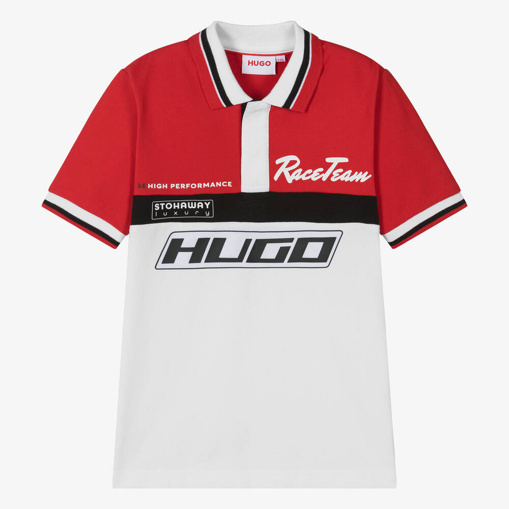 HUGO - Teen Boys Red Racing Polo Shirt | Childrensalon