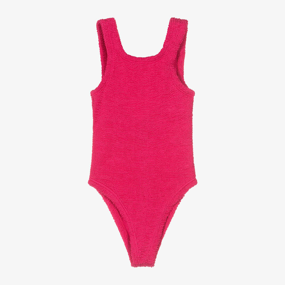Hunza G - Girls Fuchsia Pink Crinkle Swimsuit | Childrensalon