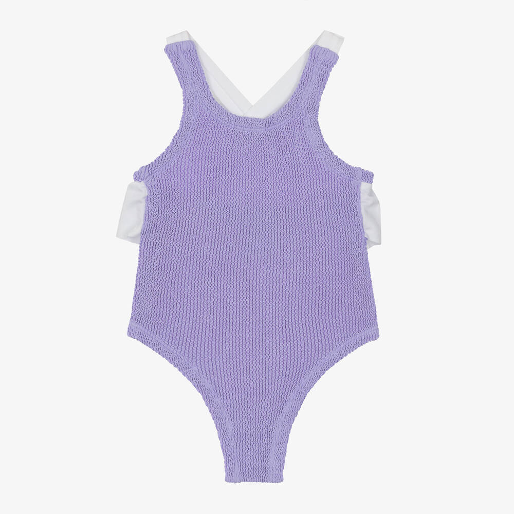 Hunza G Kids' Girls Lilac Purple Crinkle Swimsuit