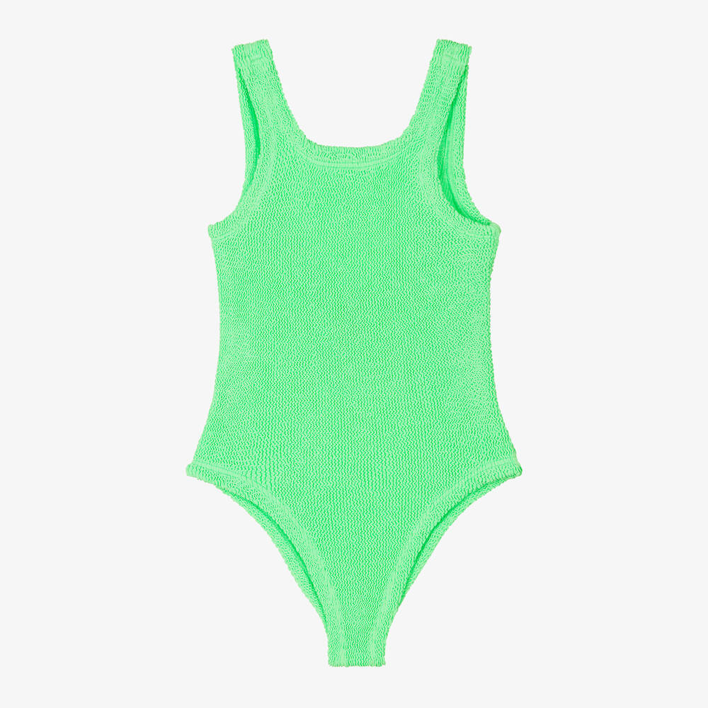 Hunza G Kids' Girls Lime Green Crinkle Swimsuit
