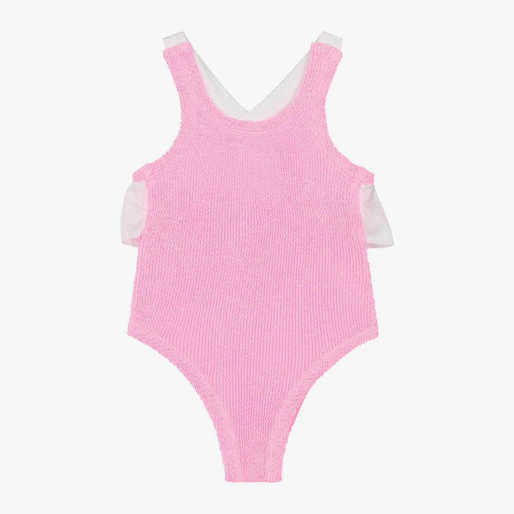 Hunza G - Girls Pink Crinkle Swimsuit | Childrensalon