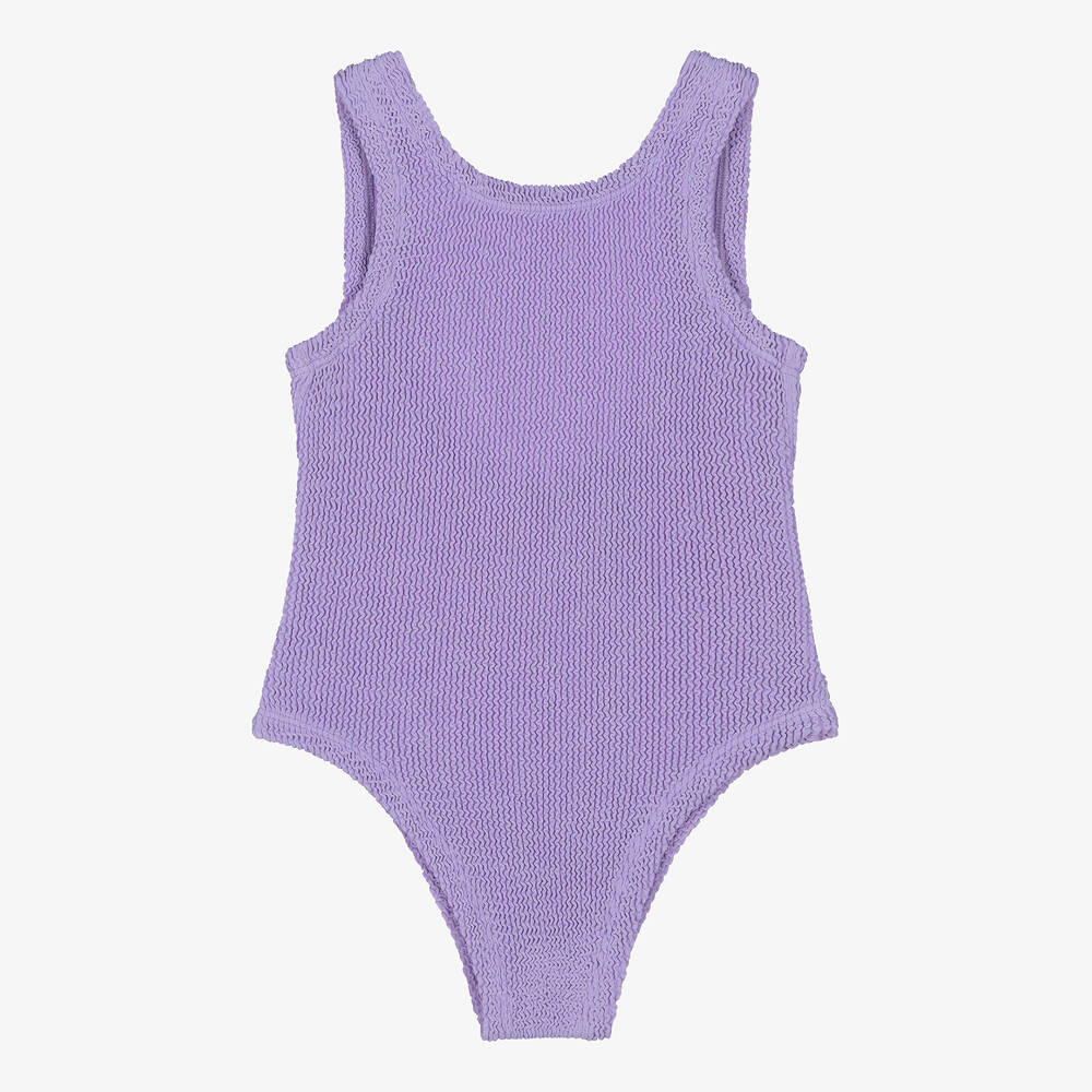 Hunza G - Фиолетовый жатый купальник для девочек | Childrensalon
