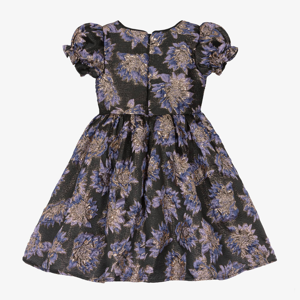 iAMe - Girls Black Jacquard Floral Dress | Childrensalon