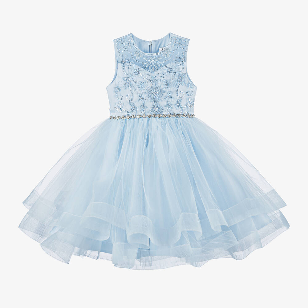 Shop Iame Girls Blue Floral Tulle Dress