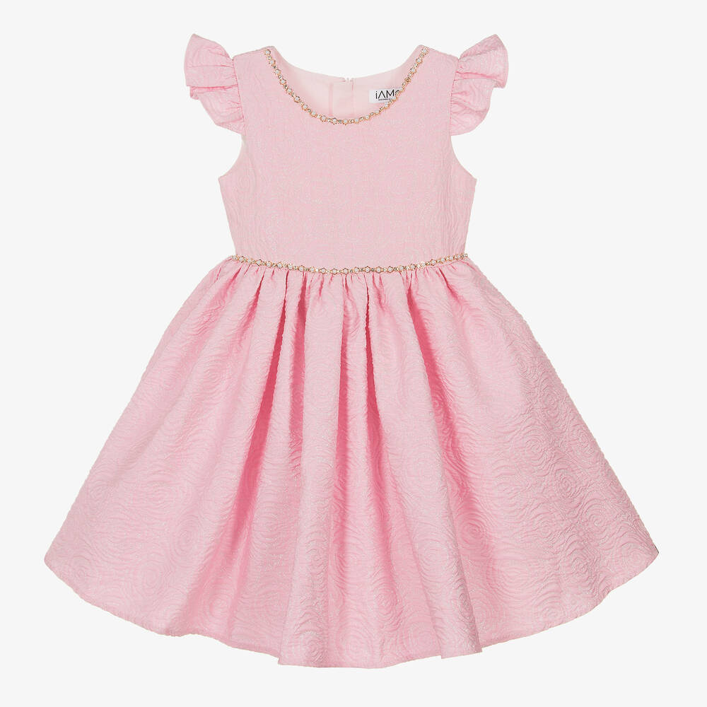 iAMe - Girls Pink Diamanté & Brocade Dress | Childrensalon