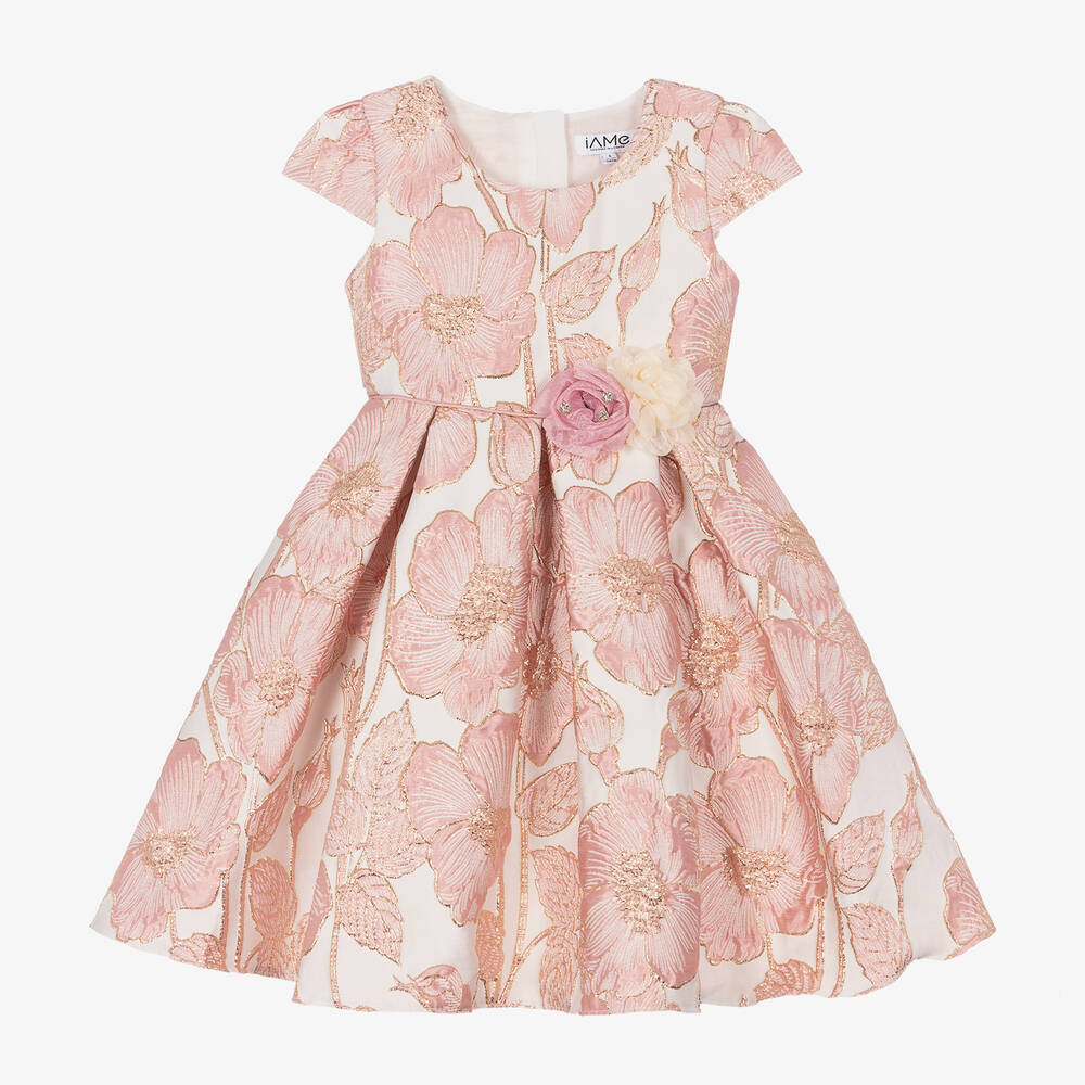Shop Iame Girls Pink Floral Brocade Dress