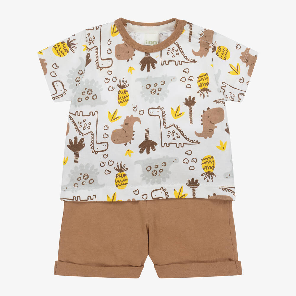 iDO Mini - Baby Boys Beige Cotton Shorts Set | Childrensalon