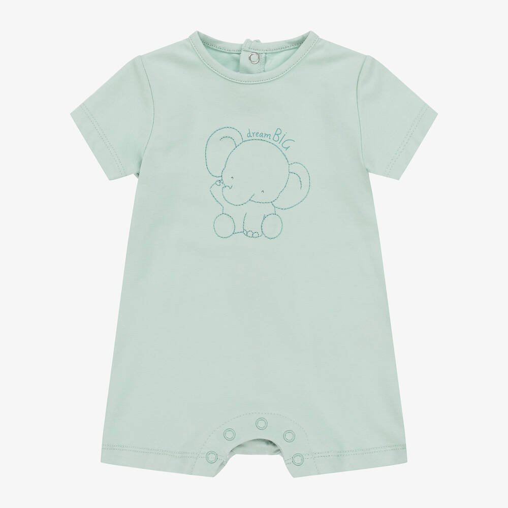 iDO Mini - Baby Boys Green Cotton Elephant Shortie | Childrensalon