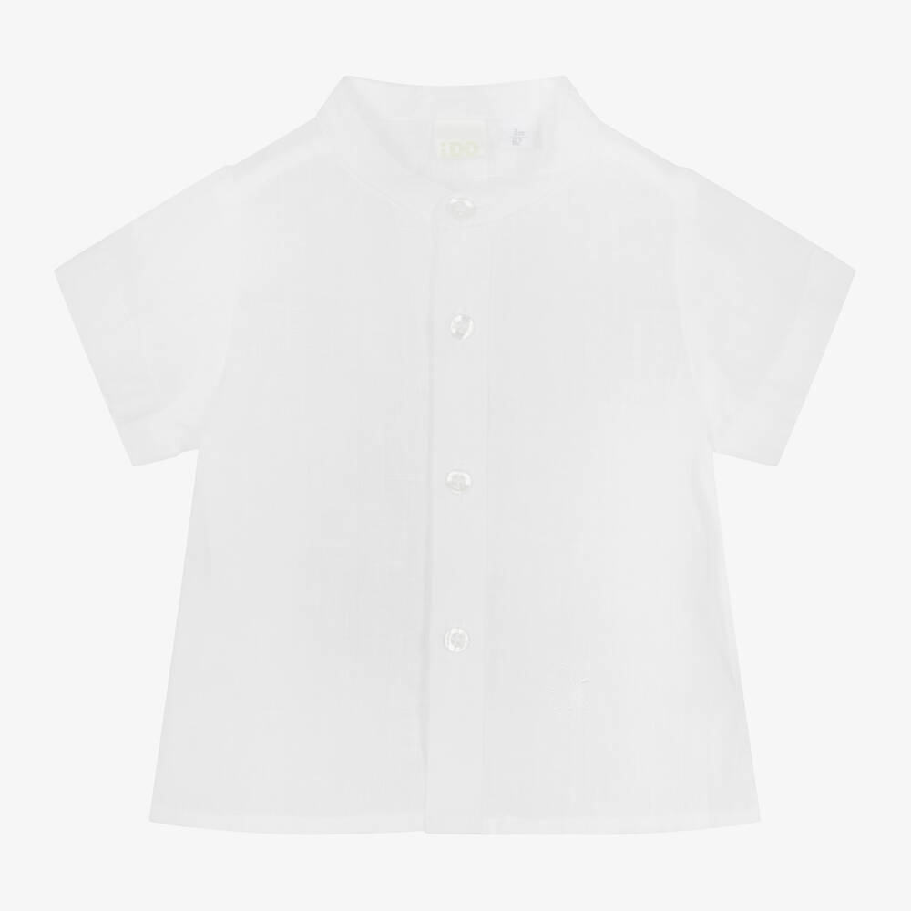 iDO Mini - Baby Boys White Linen Shirt | Childrensalon