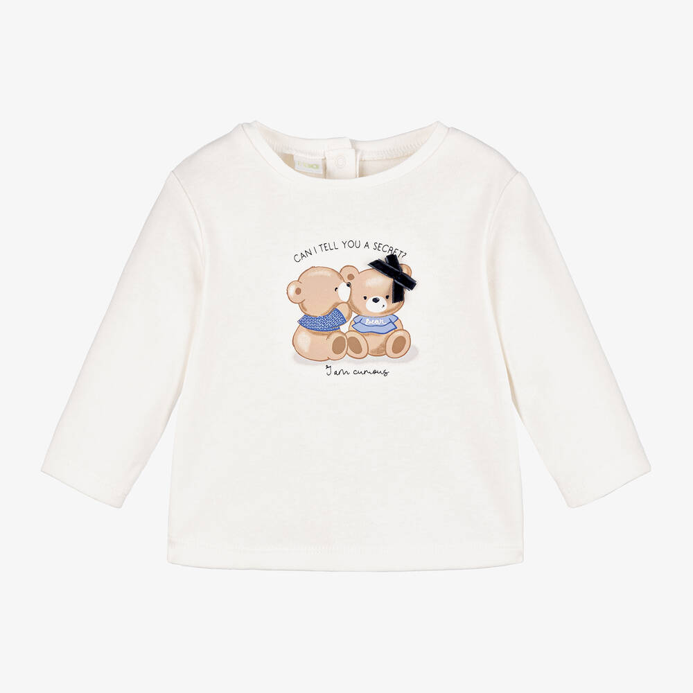 iDO Mini - Baby Girls Ivory Cotton Top | Childrensalon