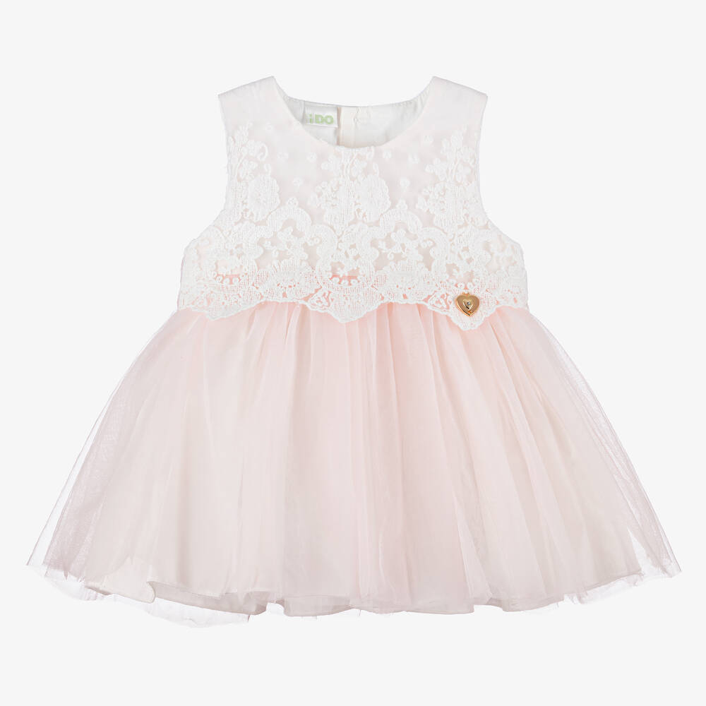 iDO Mini - Baby Girls Pink Lace & Tulle Dress | Childrensalon