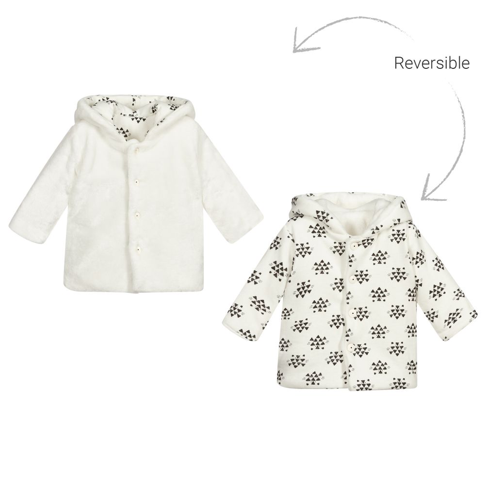 Ido Mini Baby Girls Reversible Jacket In White