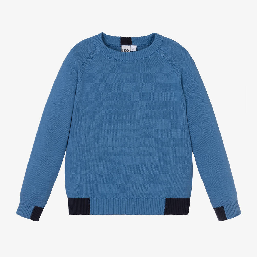 iDO Baby - Boys Blue Cotton Knit Sweater | Childrensalon