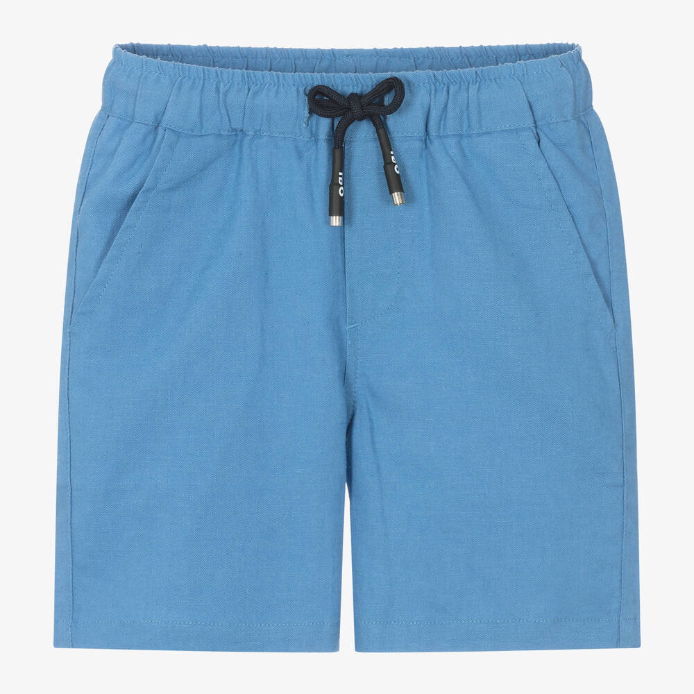 Shop Ido Baby Boys Blue Linen & Viscose Shorts