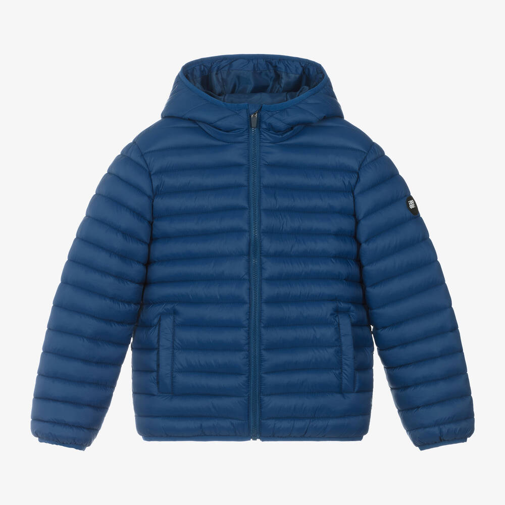 iDO Junior - Boys Blue Padded Hooded Jacket | Childrensalon