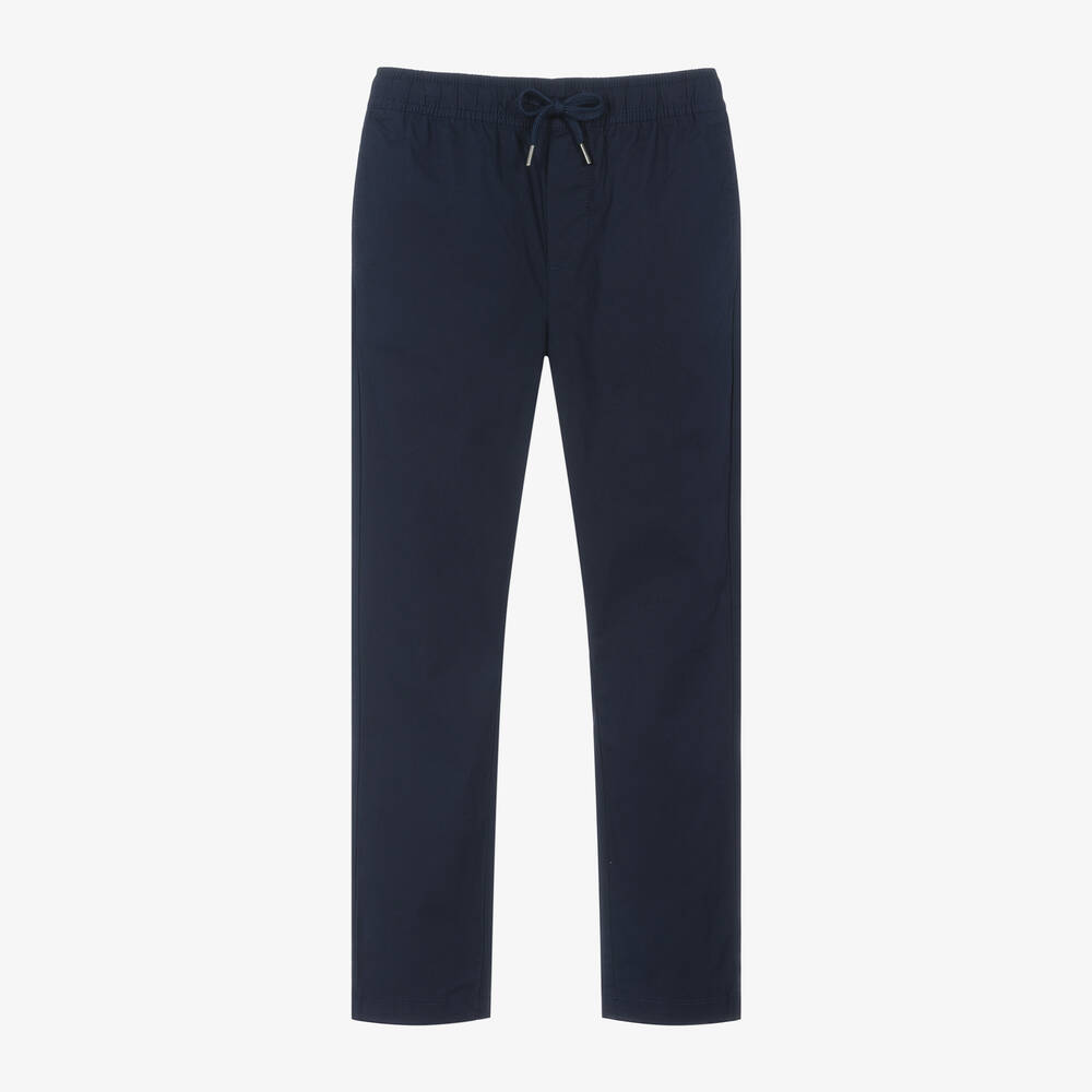iDO Junior - Boys Blue Relaxed Fit Cotton Trousers | Childrensalon