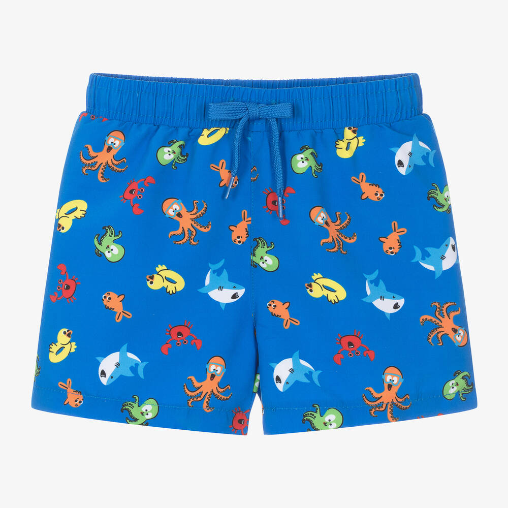 iDO Baby - Boys Blue Sea Creature Swim Shorts | Childrensalon