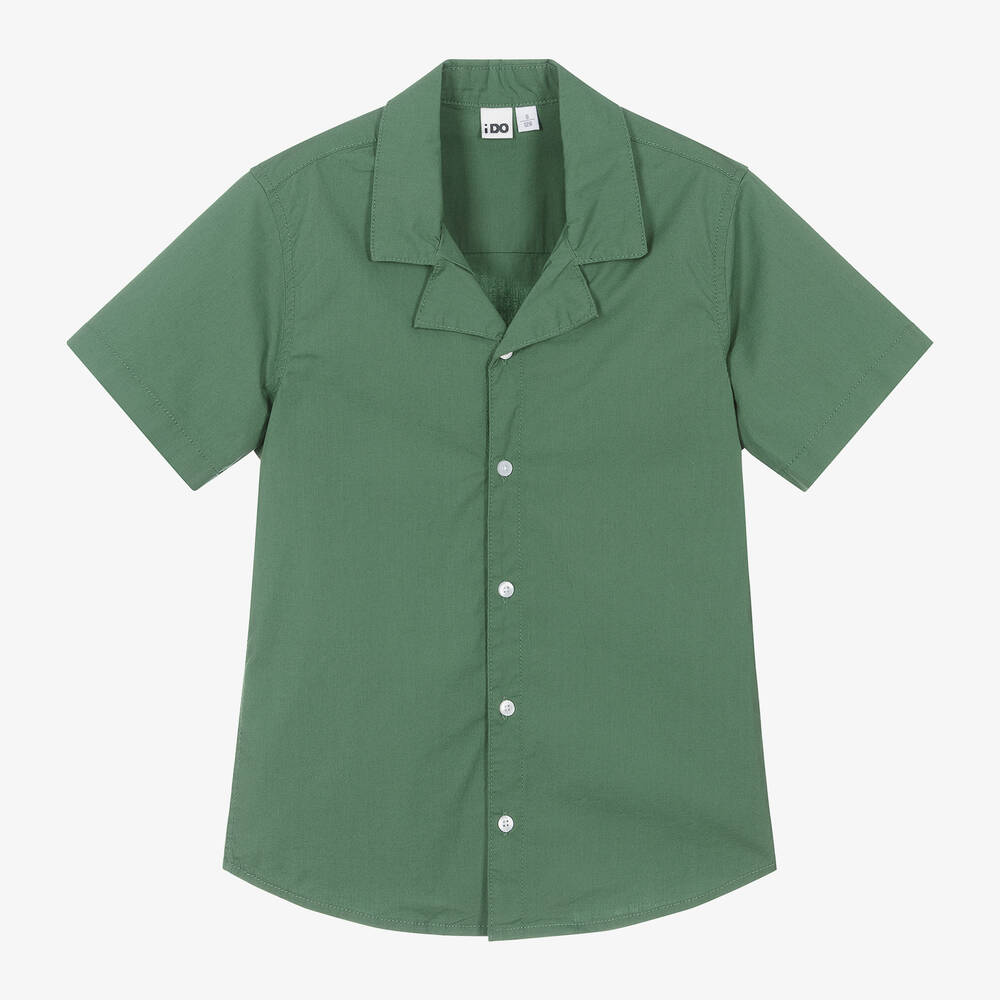 iDO Junior - قميص قطن بوبلين لون أخضر للأولاد | Childrensalon