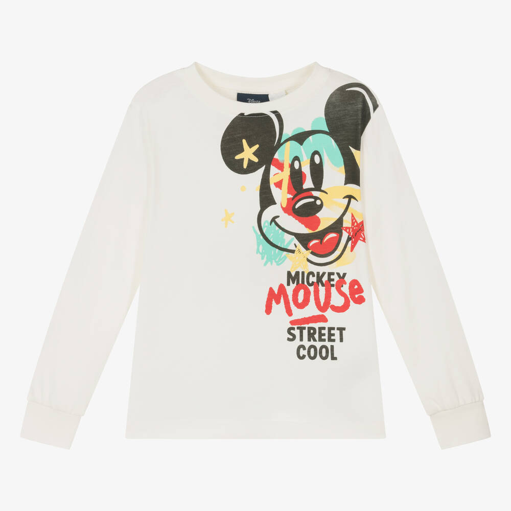 iDO Baby - Boys Ivory Cotton Mickey Mouse Top  | Childrensalon