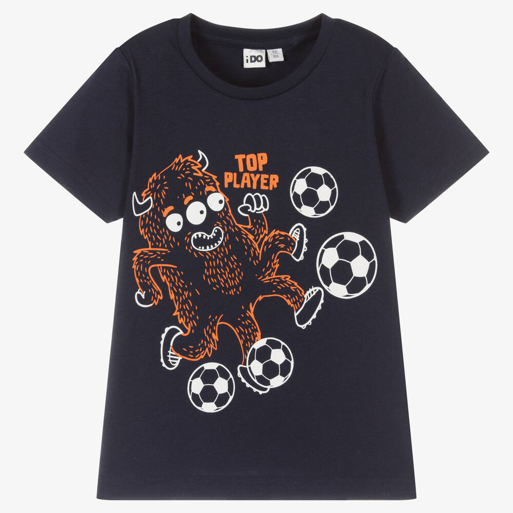 Ido Baby Boys Navy Blue Cotton Football T-shirt