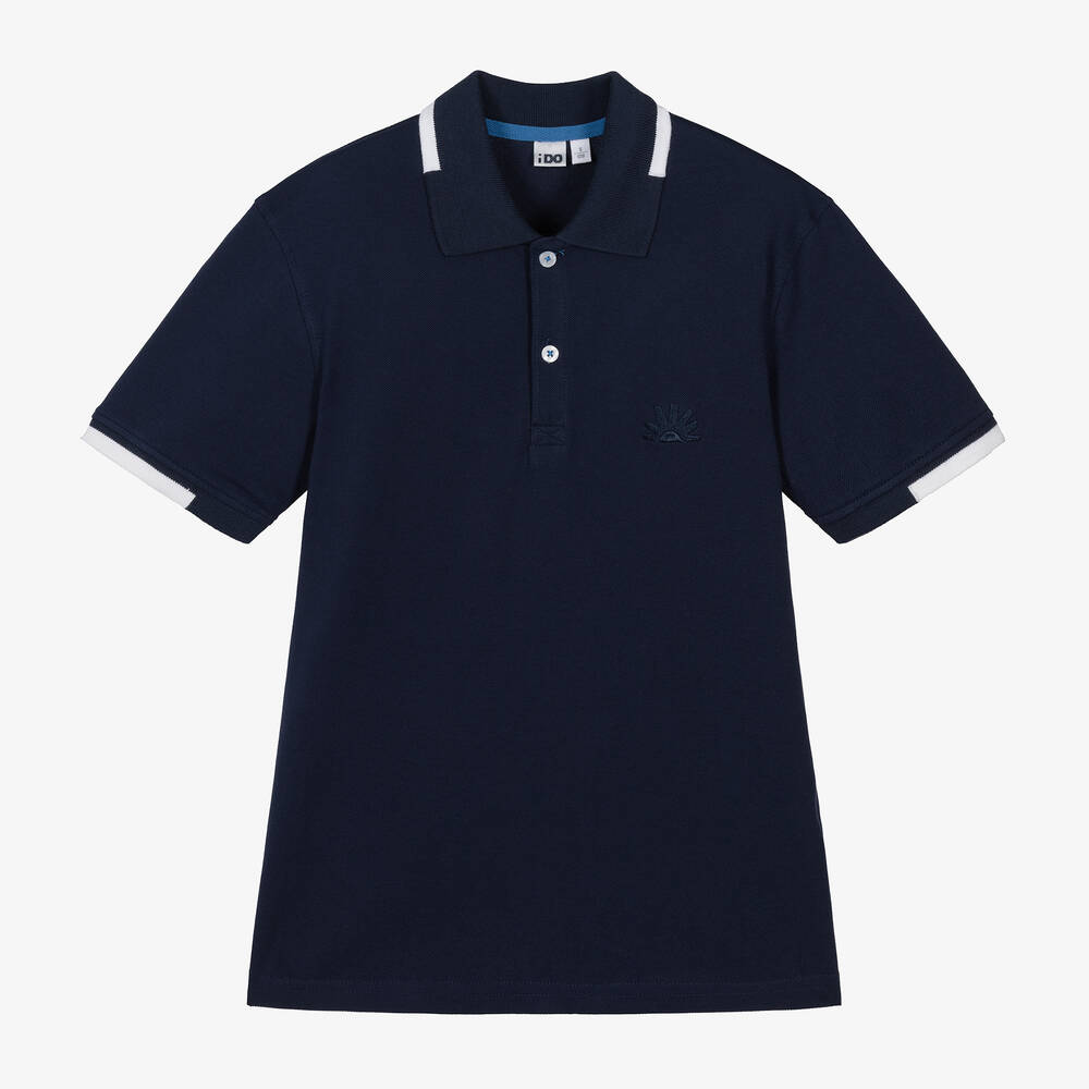 iDO Junior - Boys Navy Blue Cotton Piqué Polo Shirt | Childrensalon