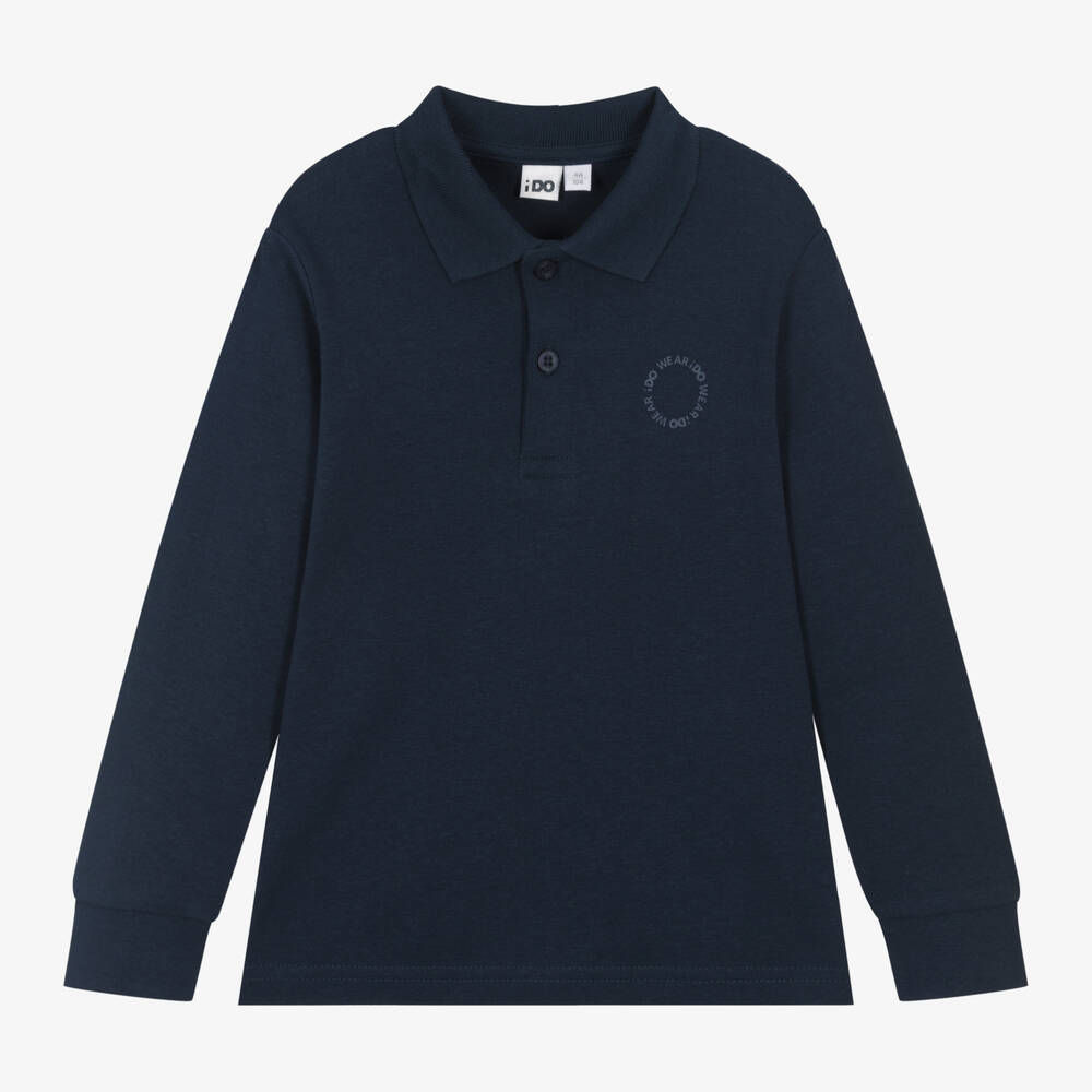 iDO Baby - Boys Navy Blue Cotton Rugby Shirt | Childrensalon