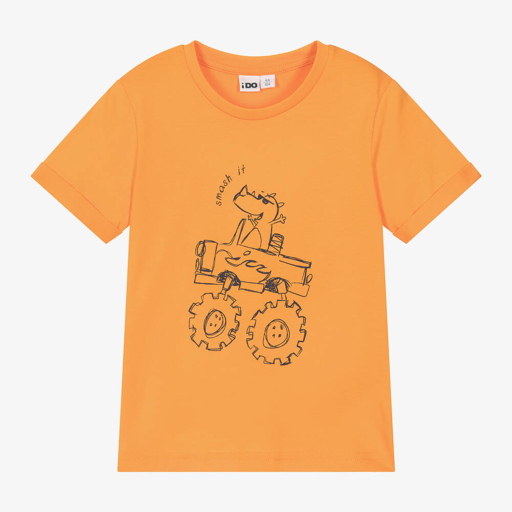 iDO Baby - Boys Orange Cotton Dinosaur T-Shirt | Childrensalon