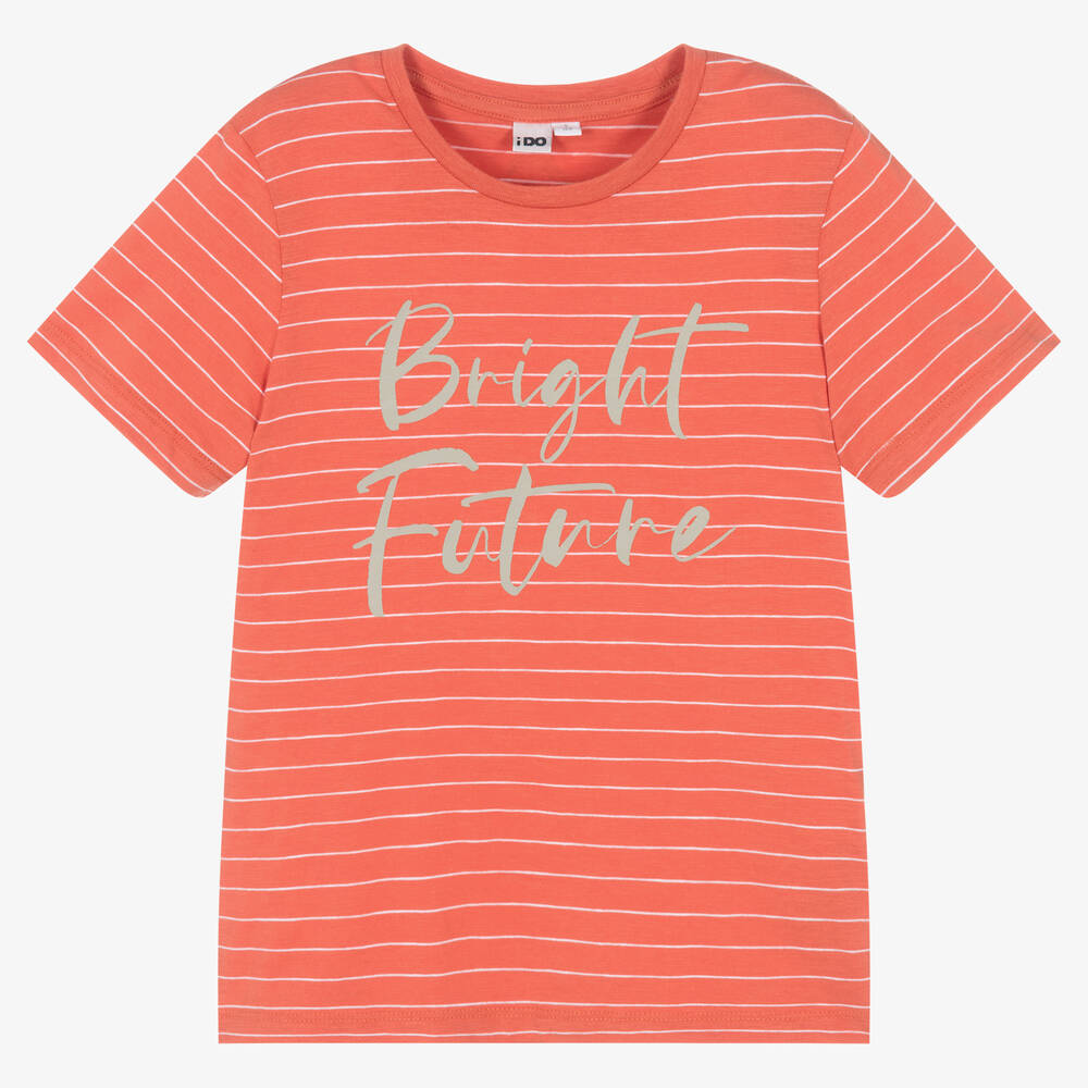 Ido Junior Kids'  Boys Orange Striped Cotton T-shirt