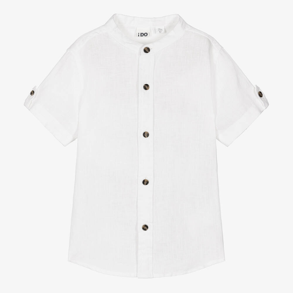 Ido Baby Kids'  Boys White Collarless Linen Shirt