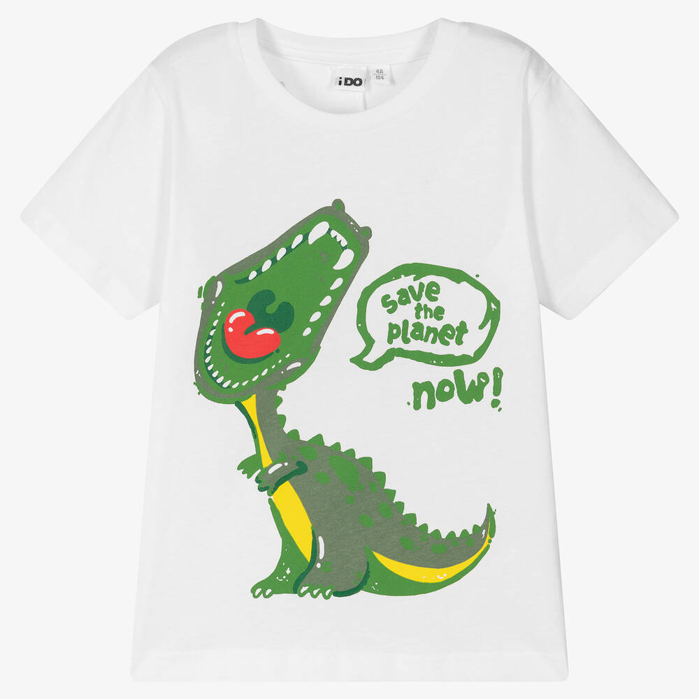 Ido Baby Kids'  Boys White Cotton Dinosaur T-shirt