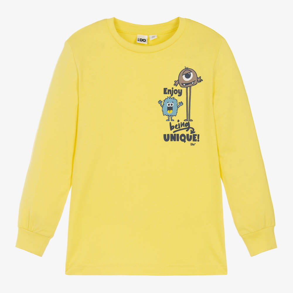 iDO Baby - Boys Yellow Monster Print Cotton Top | Childrensalon