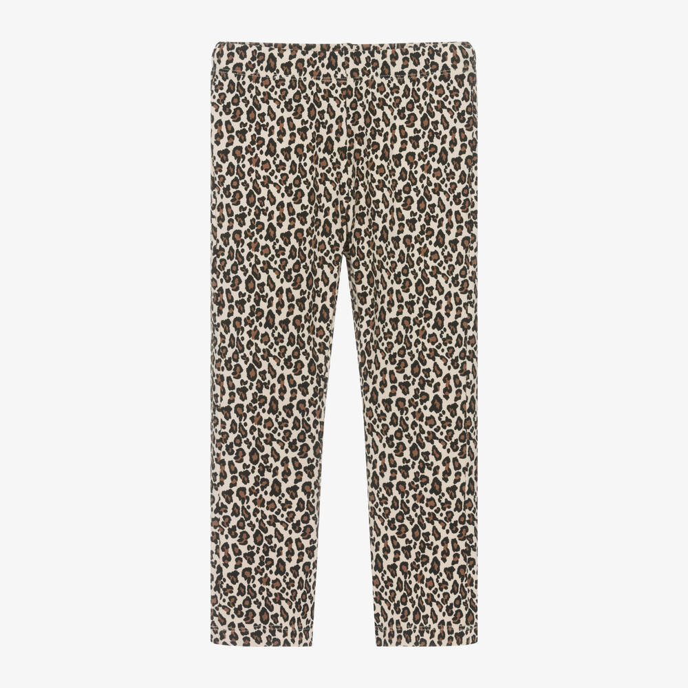iDO Baby - Girls Beige Cotton Leopard Print Leggings | Childrensalon