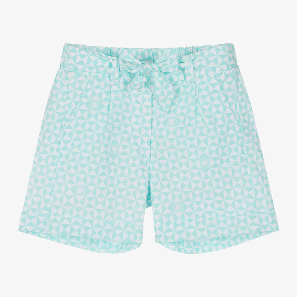 Shop Ido Baby Girls Blue Cotton Abstract-print Shorts