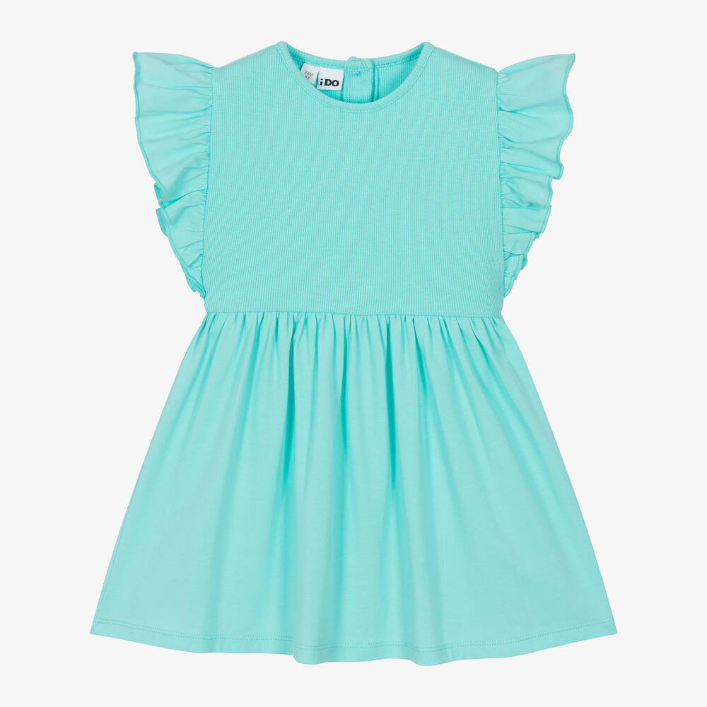 iDO Baby - Girls Blue Cotton Jersey Dress | Childrensalon
