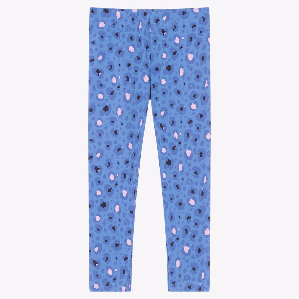 iDO Baby - Girls Blue Cotton Leopard Print Leggings