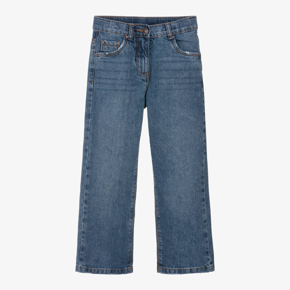 iDO Junior - Girls Blue Denim Wide-Leg Jeans | Childrensalon