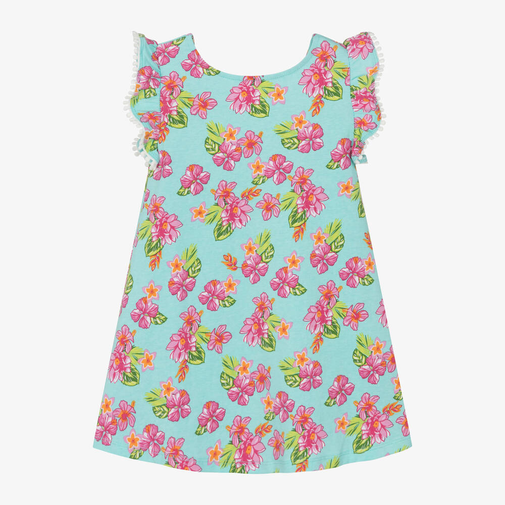 iDO Baby - Girls Blue Floral Cotton Dress | Childrensalon